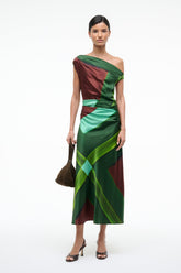 PHARE SILK DRESS | EMERALD PRISM