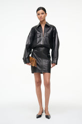 CLAUDETTE LEATHER DRESS | BLACK