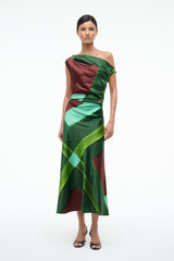 PHARE SILK DRESS | EMERALD PRISM