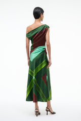 PHARE SILK DRESS | EMERALD PRISM