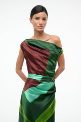 PHARE SILK DRESS | EMERALD PRISM