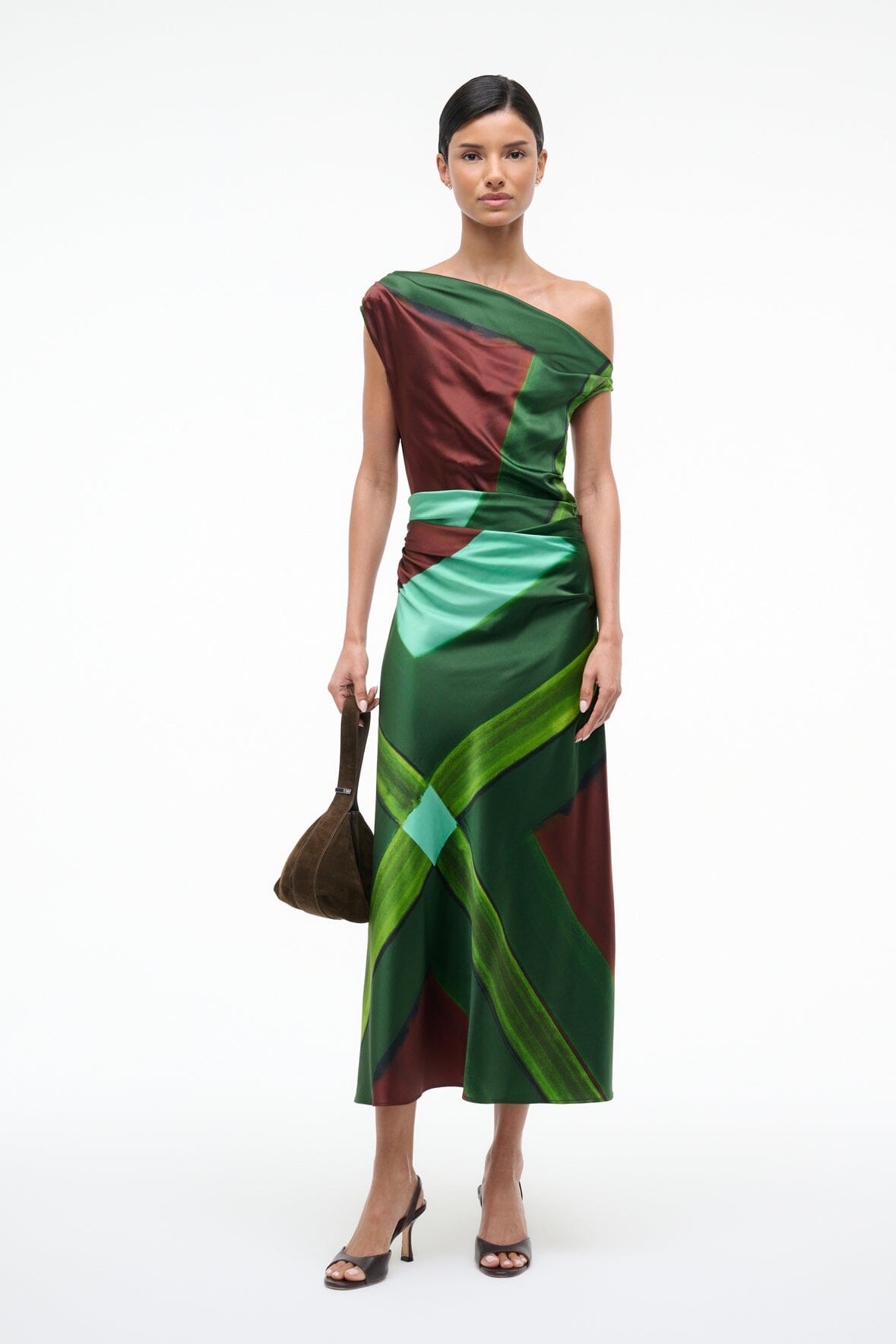 PHARE SILK DRESS | EMERALD PRISM