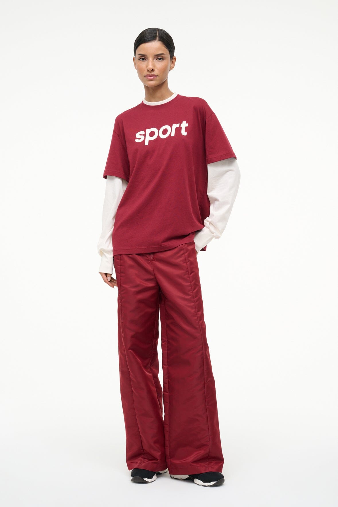 JUNIOR LONG SLEEVE TEE | IVORY DEEP RED
