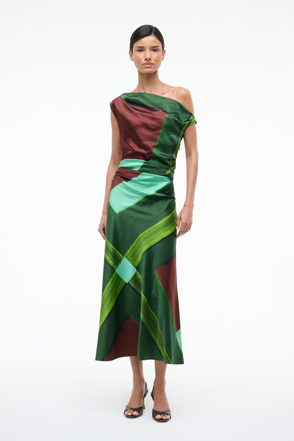 PHARE SILK DRESS | EMERALD PRISM