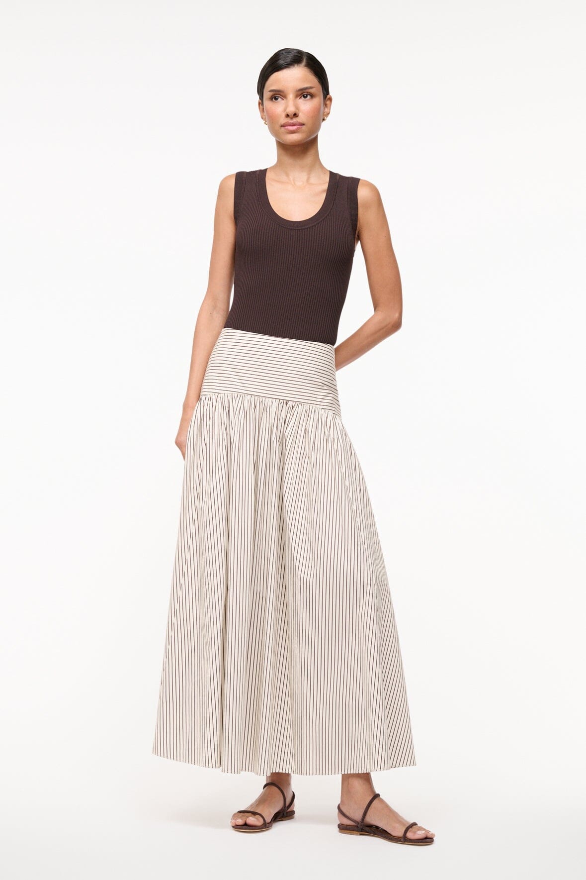 PROCIDA SKIRT | IVORY DARK OAK MICRO STRIPE